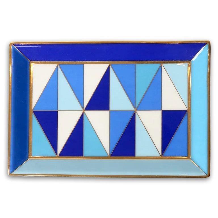 Sorrento Rectangle Tray - Blue/White