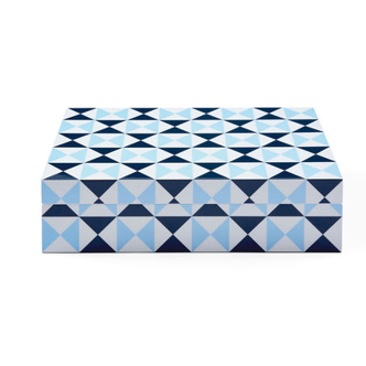 Lacquer Bowtie Box - Large - Blue/Black/ White