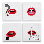 Lips Cocktail Napkins Set Of 4