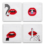 Lips Cocktail Napkins Set Of 4