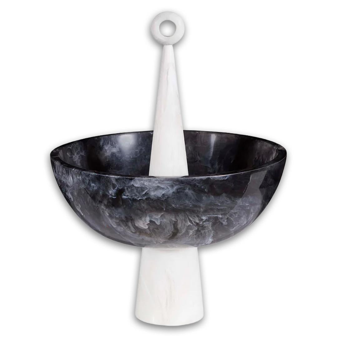 34780 Como Finial Bowl - Black/White -