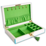 Lacquer Jewelry Box - White & Turquoise