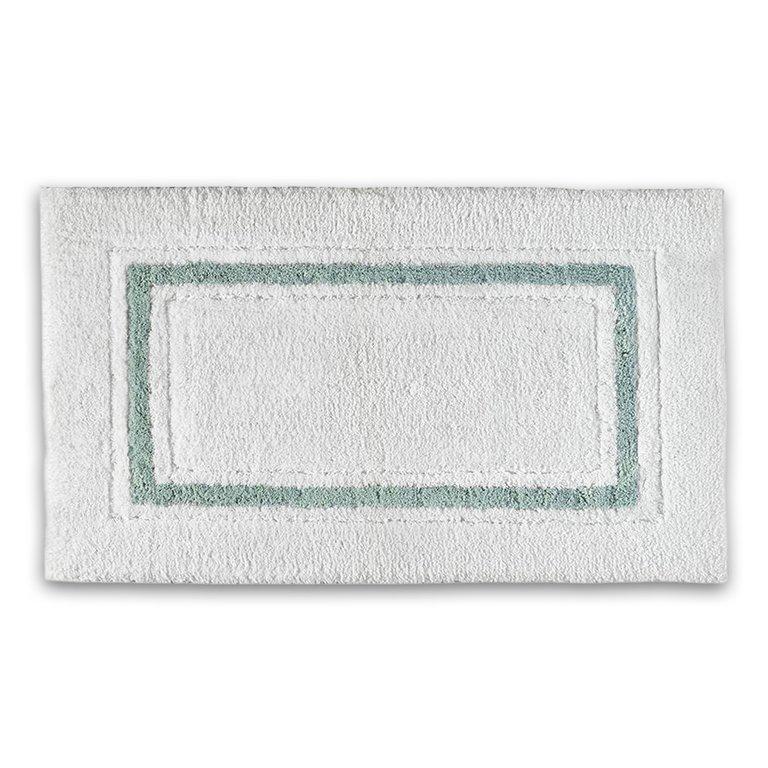 Framed Stripe Bath Rug White / Seafoam