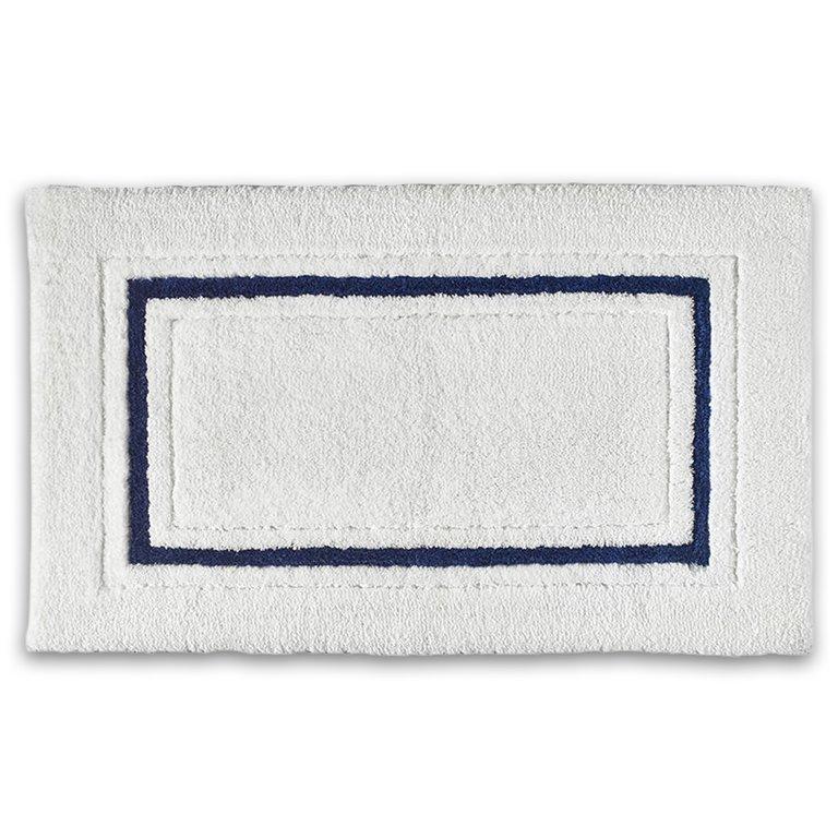 Framed Stripe Bath Rug White / Navy