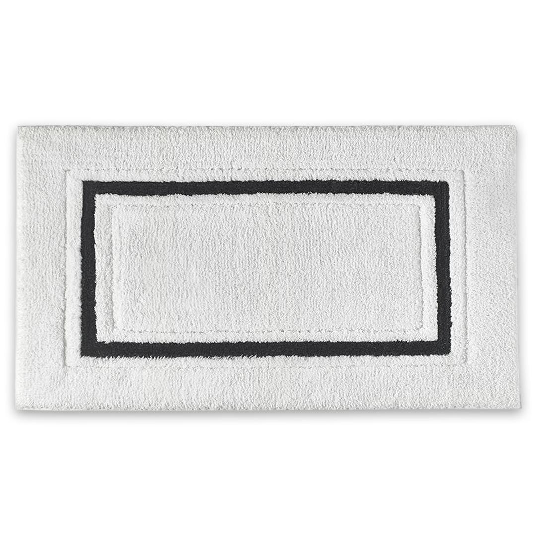 Framed Stripe Bath Rug White / Charcoal