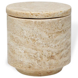 Aztec / Travertine Marble Cotton Jar - Cotton Jar