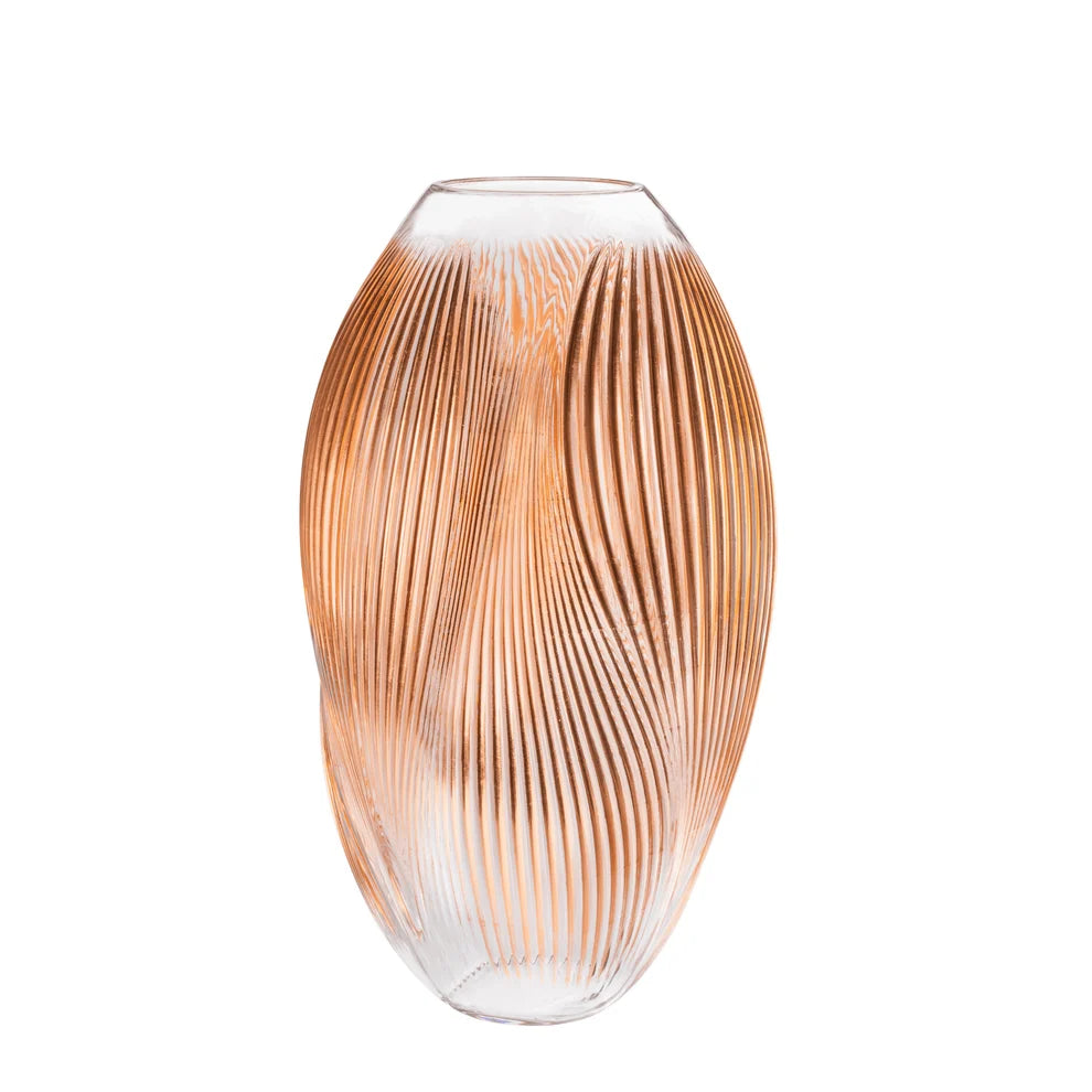 ALIZÉ XXL VASE WITH PINK GOLD LEAVES