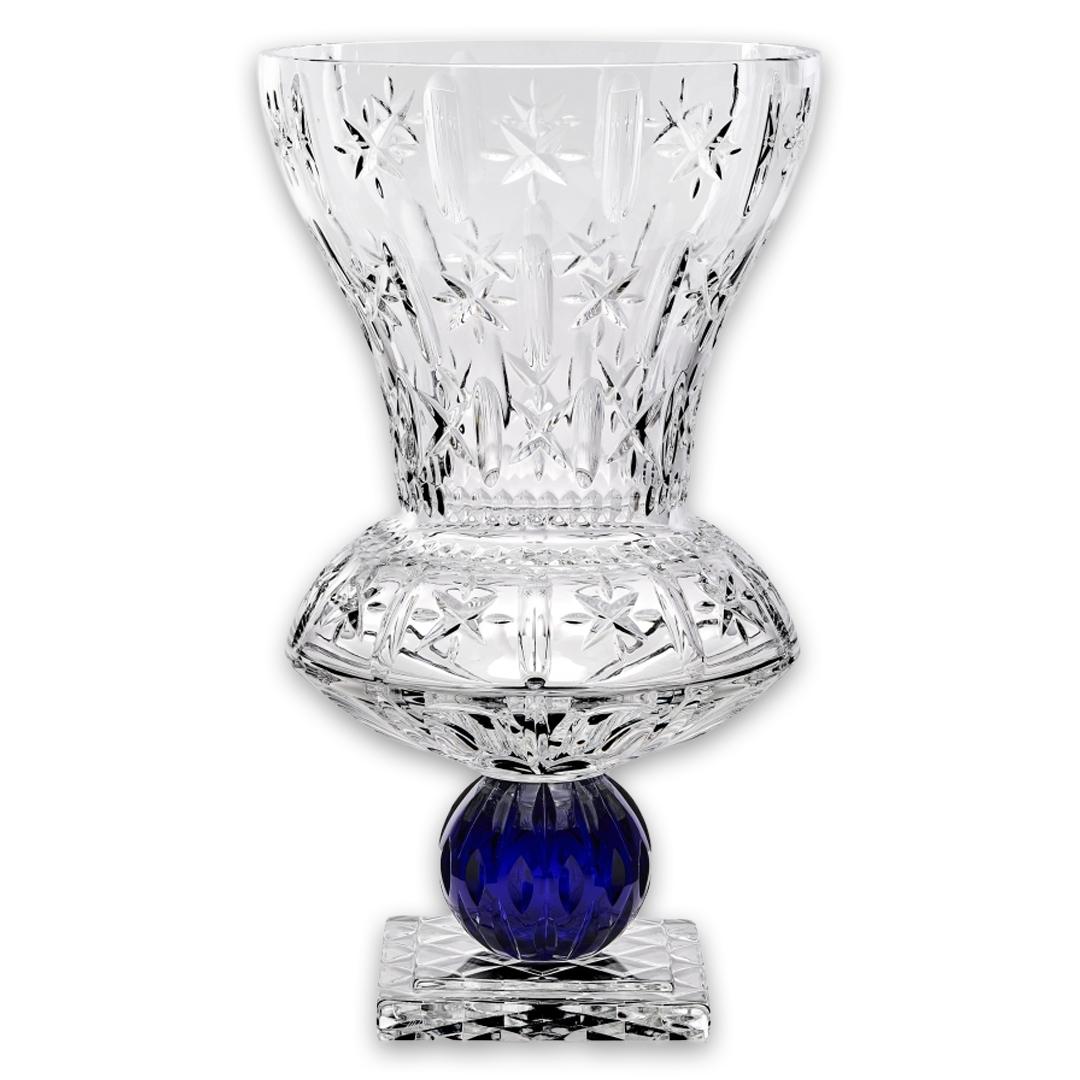Katherina Flared Vase With Clear Foot And Blue Sphere
