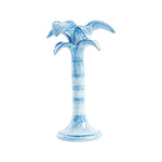 HAND PAINTED BLUE PALM CERAMIC CANDELABRA - MEDIUM