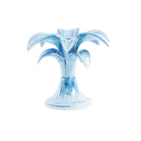 HAND PAINTED BLUE PALM CERAMIC CANDELABRA - SMALL
