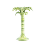 HAND PAINTED GREEN PALM CERAMIC CANDELABRA - MEDIUM