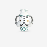 King Vase Glossy White with Green & Gold Graphic