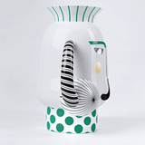 King Vase Glossy White with Green & Gold Graphic