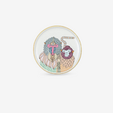 Primates Big Plate Graphics 2 Glossy White & Gold Edge