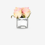 Pink Rose Buds Silver Crackle Square