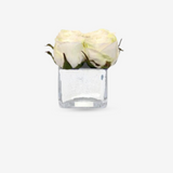 White Rose Buds Silver Crackle Square