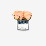 Peach Rose Buds Silver Crackle Square