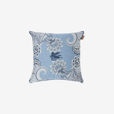 Bloom embroidered cotton-blend cushion-Blue