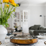 Disk glass bowl amber