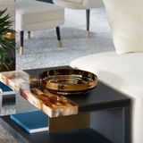 Disk glass bowl amber