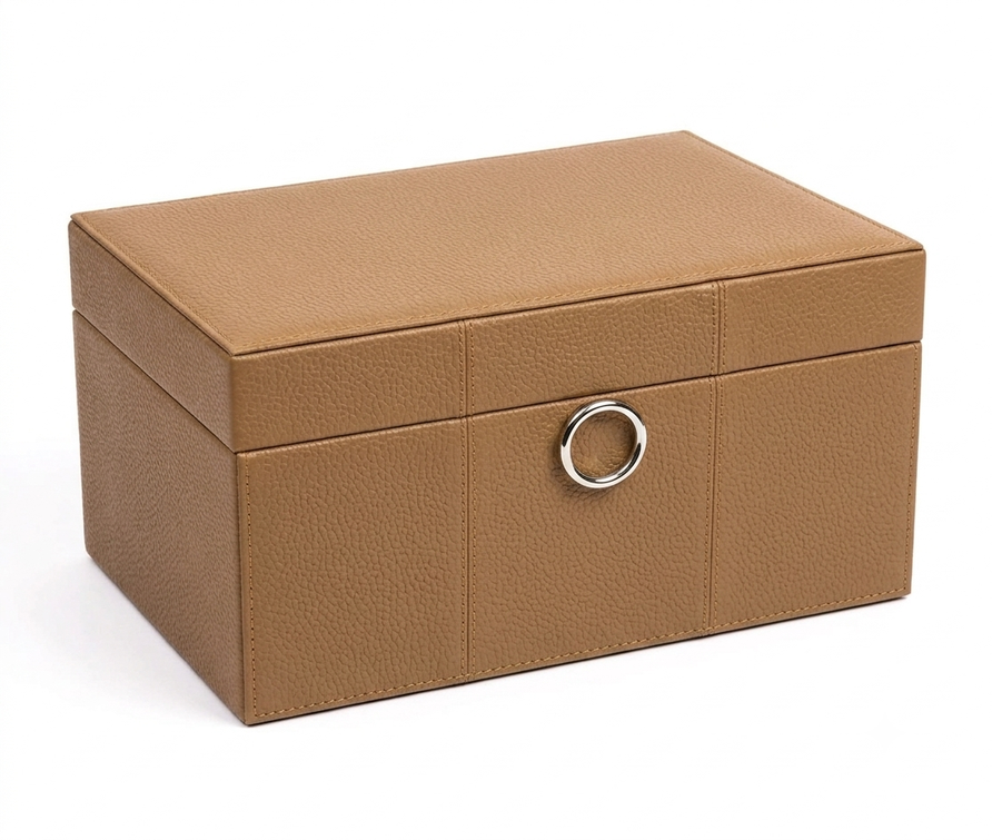 Prestige Medium Jewellery Boxes With Chromed Detail Luxor-048-Taupe