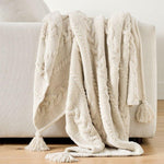 Classic Cable Knit Throw Ivory