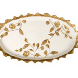 TAORMINA OVAL TRAY WHITE-ANTIQUE GOLD