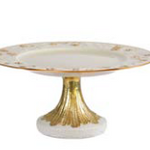 SMALL TAORMINA CAKE STAND WHITE-ANTIQUE GOLD