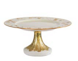 SMALL TAORMINA CAKE STAND WHITE-ANTIQUE GOLD