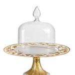 TAORMINA CAKE STAND WITH CLOCHE - WHITE GOLD DECORATION
