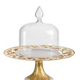 TAORMINA CAKE STAND WITH CLOCHE - WHITE GOLD DECORATION