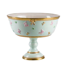 Butterfly Aquamarine Footed Fruit Bowl