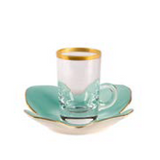 BUTTERFLY GREEN TEA CUP AND SAUCER LARGE SIZE - 15 CL GOLD EDGE
