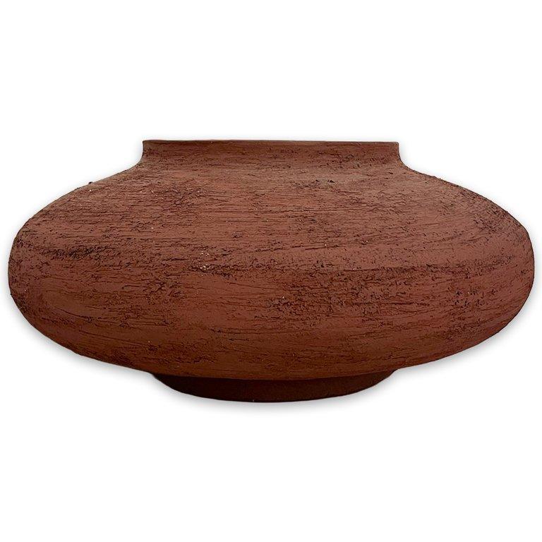 Round Vase Red With Cork Line (Horizontal)