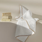 Lipari - Bath Towel - White With Taupe Border