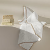 Lipari - Bath Towel - White With Taupe Border