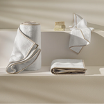 Lipari - Hand Towel - White With Taupe Border