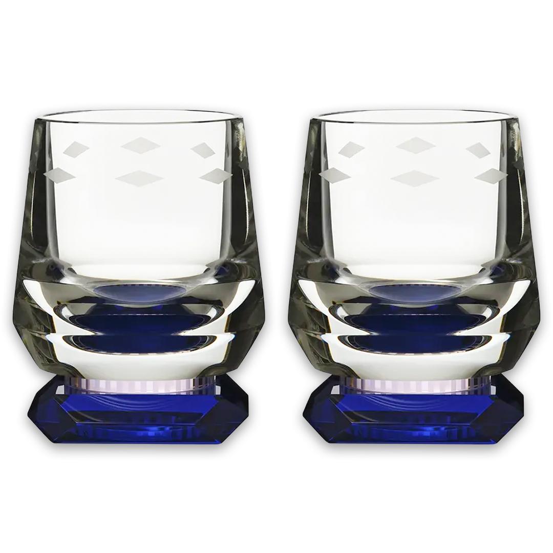 Whimsy Whisky Glasses - Blue & Clear (Set Of 2)