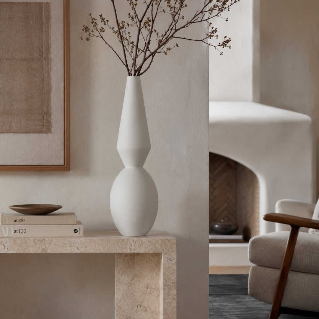 Saten Small Clay Vase- White - Rometti (view 2)