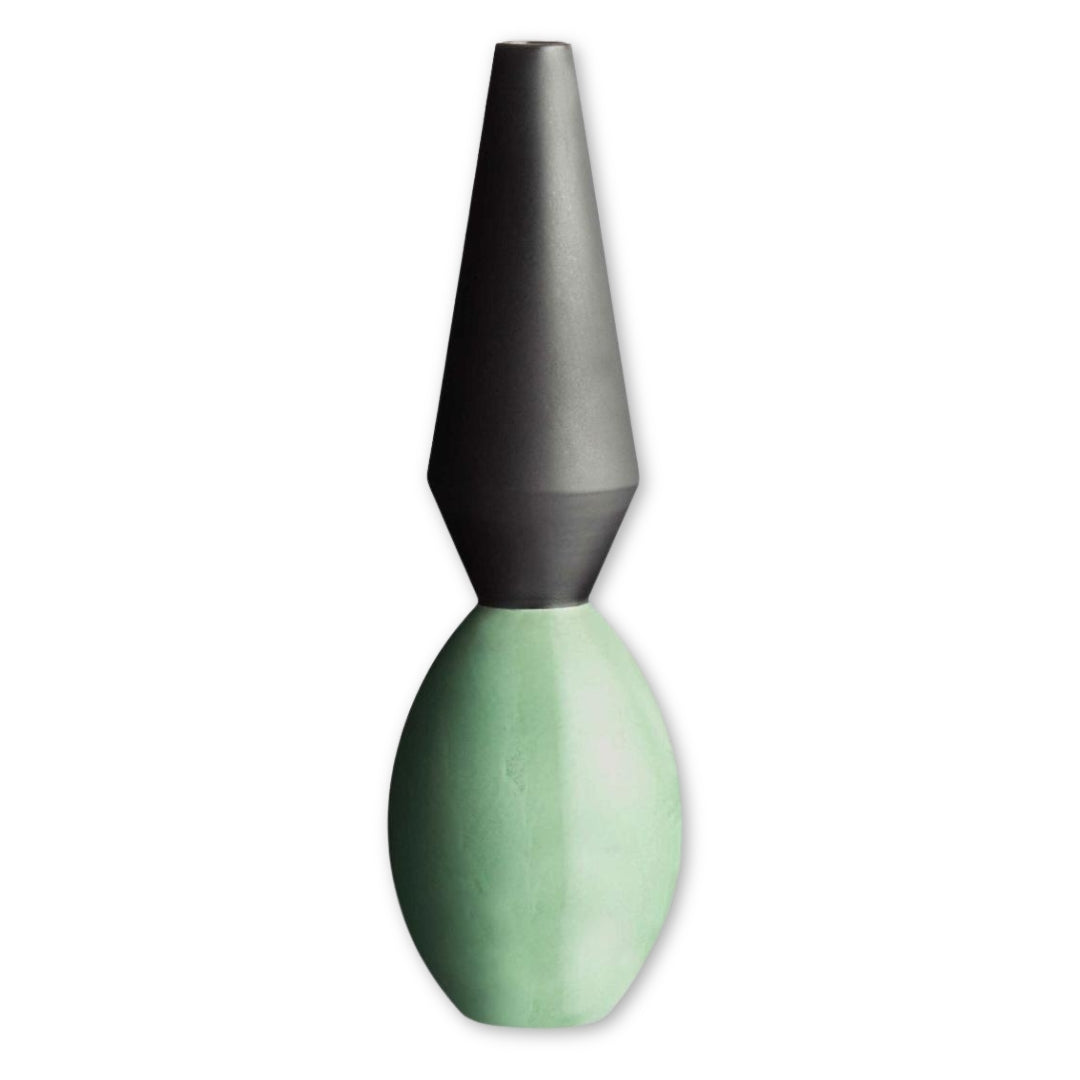 Cleola- Small Clay Vase-Green & Black - Rometti