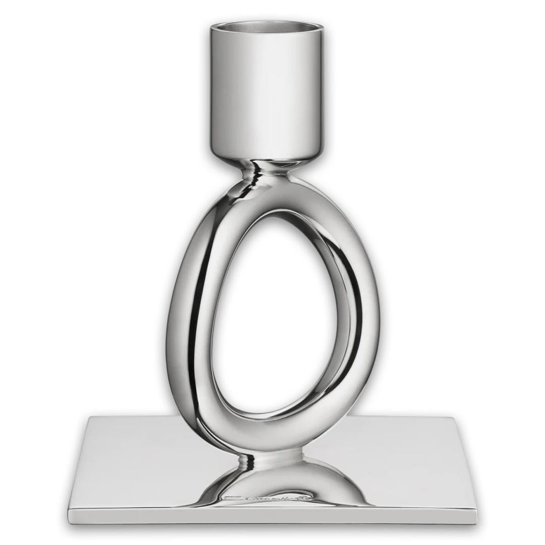 Vertigo Silver-Plated Single-Ring Candlestick Holder