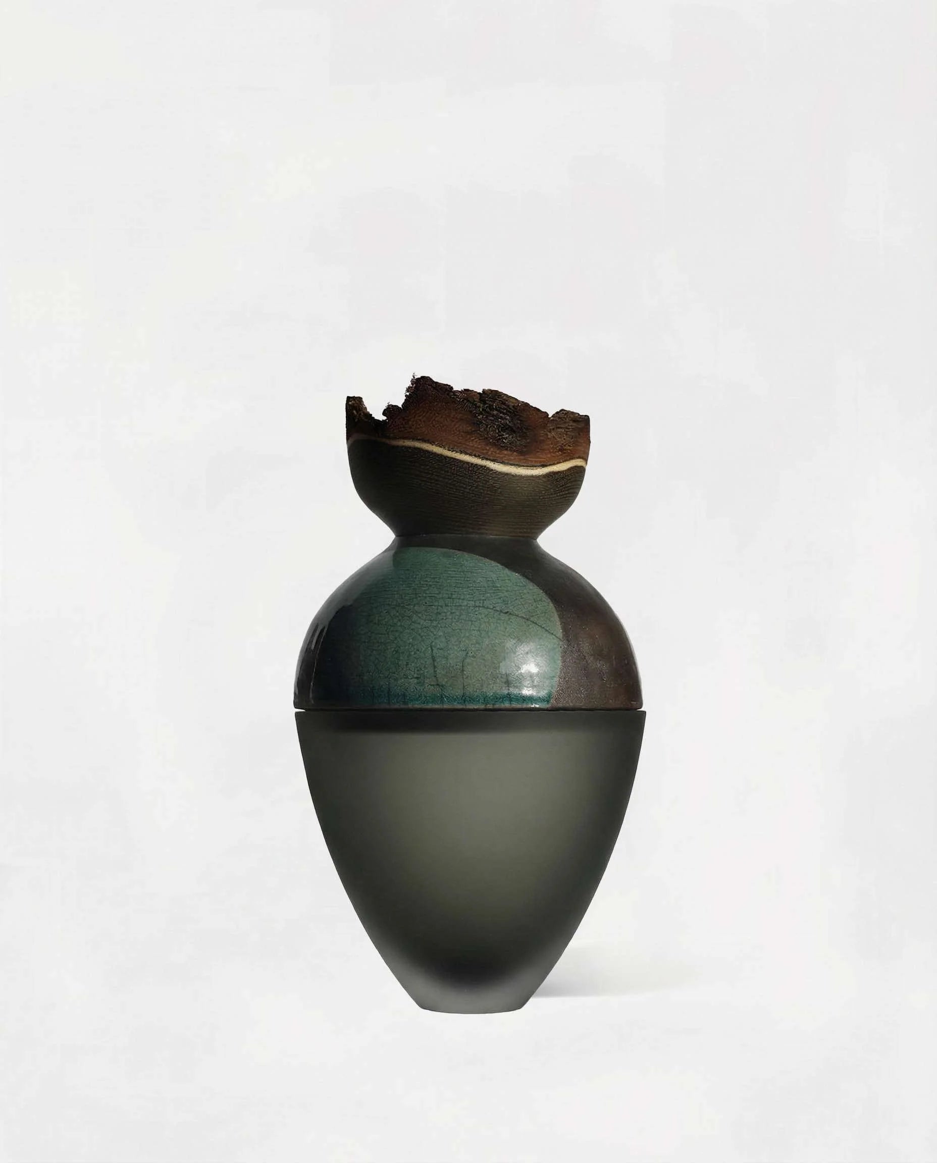Butterfly Stacking Vessel | Smoke Satin & Turquoise