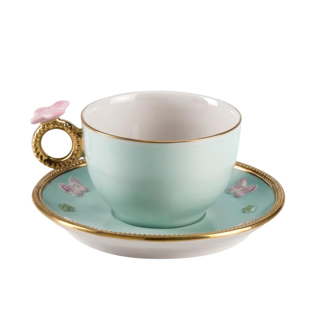 BUTTERFLY TEA CUP AND SAUCER ROUND