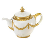 EMPIRE TEA POT - WHITE-ANTIQUE GOLD