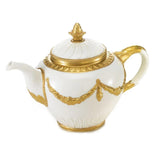 EMPIRE TEA POT - WHITE-ANTIQUE GOLD