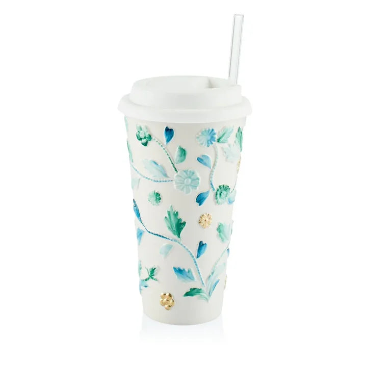 Taormina Turquoise & Gold Travel Mug