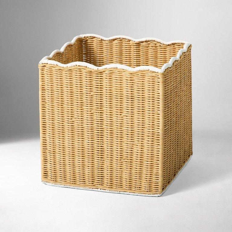 SCALLOP RATTAN BIN