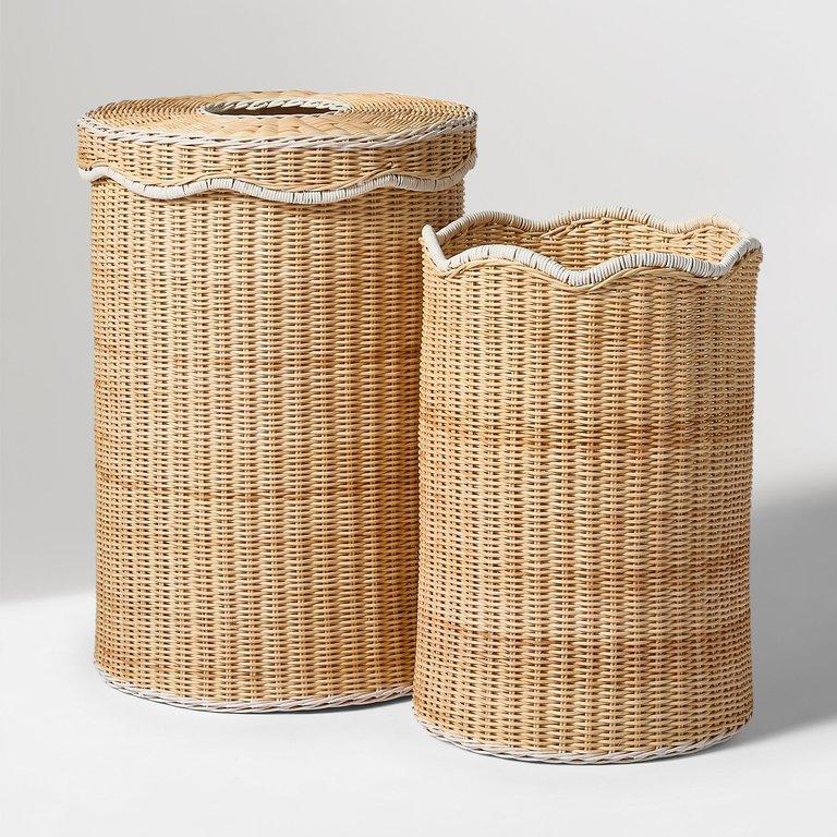 SCALLOP RATTAN HAMPERS (SET OF 2)