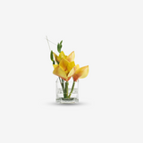 Yellow Cymbidium Bamboo Leaves Square Vase